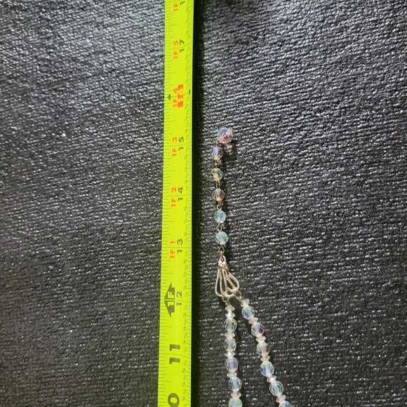Vintage Aurora Borealis Crystal Beaded Double-Strand Necklace With Silver-Tone C - Picture 6 of 8